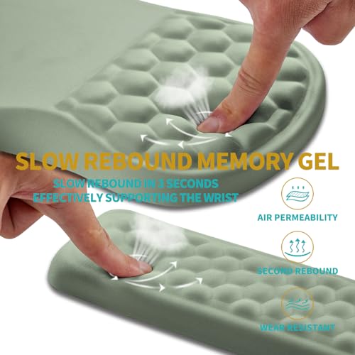 Hokafenle 2 in 1 Ergonomic Mouse Pad Wrist Support & Wrist Rest for Computer Keyboard Set, with Relieve Carpal Tunnel Pain Massage Bulge and Full Memory Gel Design (2In1 Set, Light - Image 4