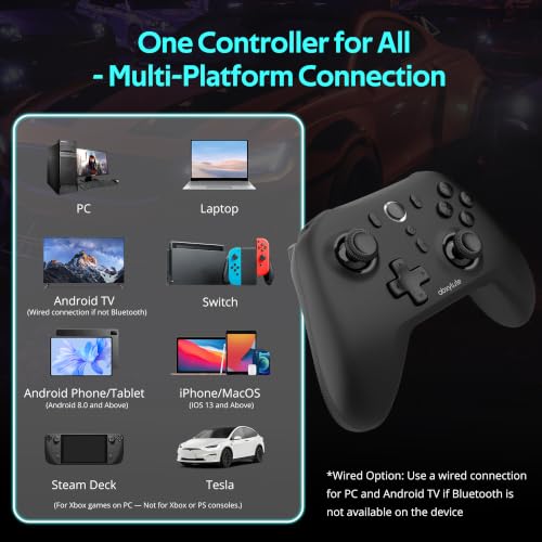 abxylute C6 Wireless PC Controller, Bluetooth Game Controller -1000Hz Polling Rate- Hall Effect Joystick for Windows PC, Switch 1&2, Steam Deck, Android TV/Mobile, iOS, MAC &Tesla Vibration Turbo Lightweight