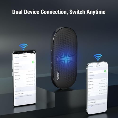 Bluetooth Car Speaker Phone: Hands Free Calling Kits 6W in car Speakerphone for Safe Driving - Support Siri Google Assistant Voice Calls/Motion Auto ON Off - BC990P