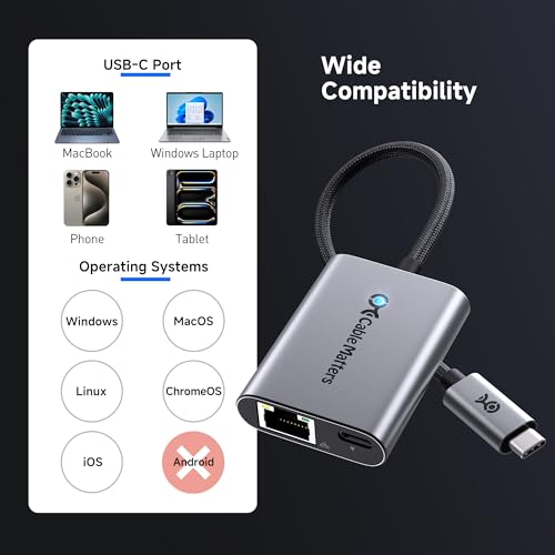 Cable Matters USB C to 2.5Gb Ethernet Adapter with 140W Charging