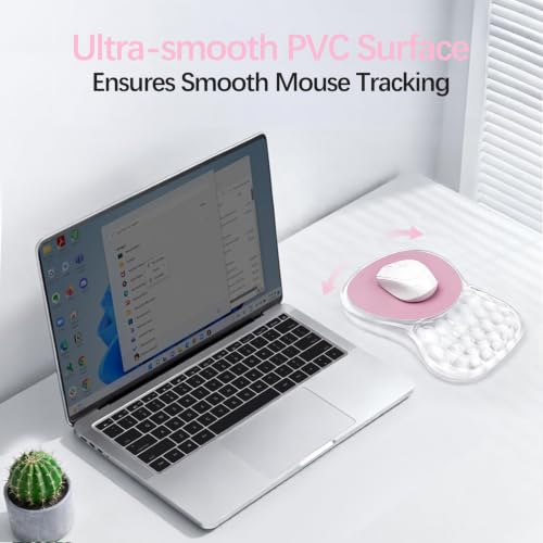 Clear Ergonomic Mouse Pad Wrist Support with Massage Design, Wrist Rest Pain Relief Mousepad with Gel&Non-Slip Silicone Base, Mouse Pads for Wireless Mouse & Desk
