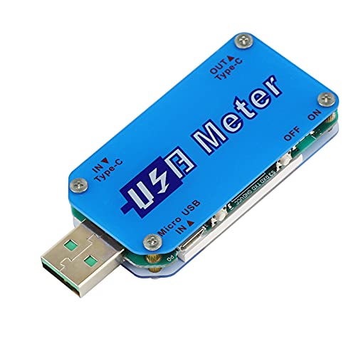 DROK USB Power Meter, DC 4-24V 5A LCD USB A&C Voltage Current Display USB Tester Multimeter, Test Speed of Charger Cables, Capacity of Power Bank, QC 2.0 3.0