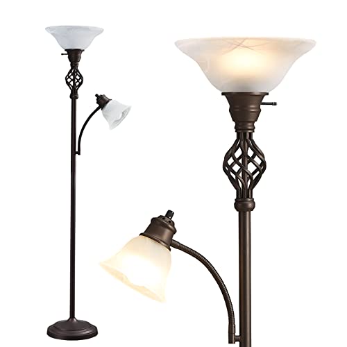 GyroVu Torchiere Floor Lamp for Living Room, LED Standing Reading Light