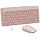 Compact Wireless Keyboard and Mouse Combo, 2.4G USB, Pink