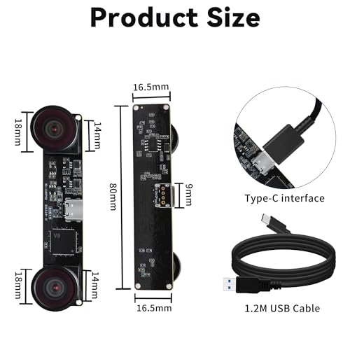 Magnolia 3D Stereo USB Camera, 4MP Lightburn Webcam 1080P 60FPS