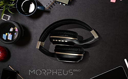 Morpheus 360 Bluetooth Headphones, Wireless Headphones Over Ear, Wireless Headset with Microphone, Black with Gold Accents, Comfortable Design HP5500G