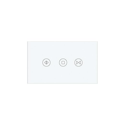 Smart Curtain Switch Neutral Wire Required, 2.4GHz WiFi Dimmer Light Switch with Remote Voice Control, Tempered Glass Panel, Compatible with Alexa and Google Home, White WiFi Curtain