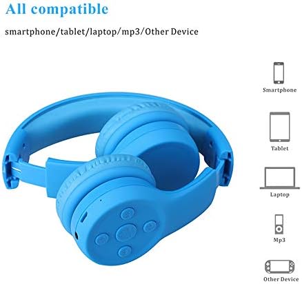 Headphones for Toddlers Bluetooth, Wireless Headphone for Toddler Baby Kids with Sharing Port, Kids Headphones with Mic for Boys Girls Travel pad Amazon fire Cellphone (Blue 2)