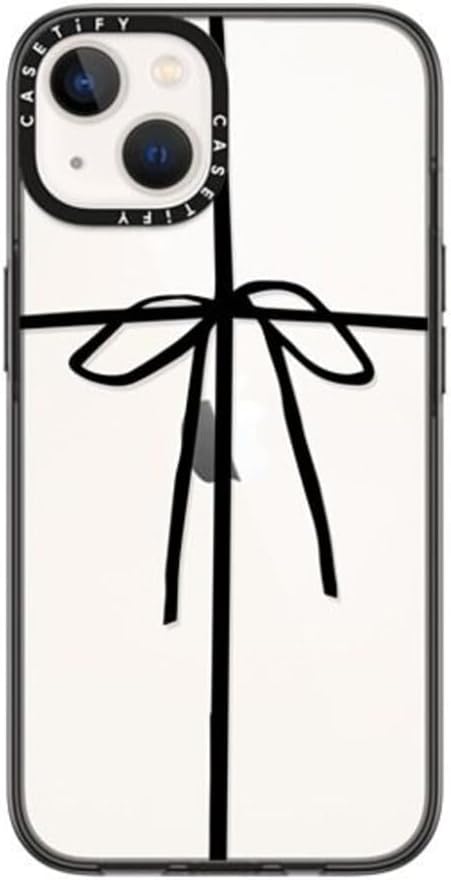 CASETiFY Compact iPhone 14 Case [4 ft. 2X Military Grade Drop Protection/Slim/Lightweight] - Wrapped in A Bow - Clear Black