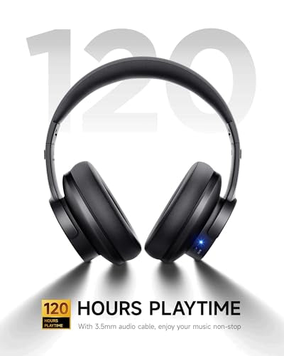 Picun B8 Wireless Bluetooth Headphones, 120H Playtime, 3EQ Modes, Black