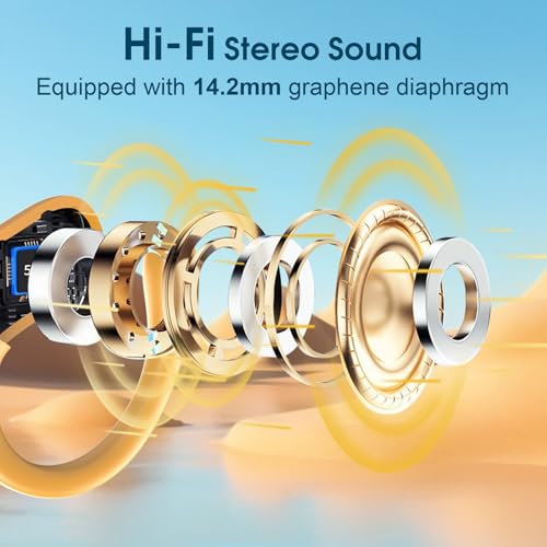 Wireless Earbuds 75H Bluetooth 5.4 Sport Headphones with Earhooks, Yellow