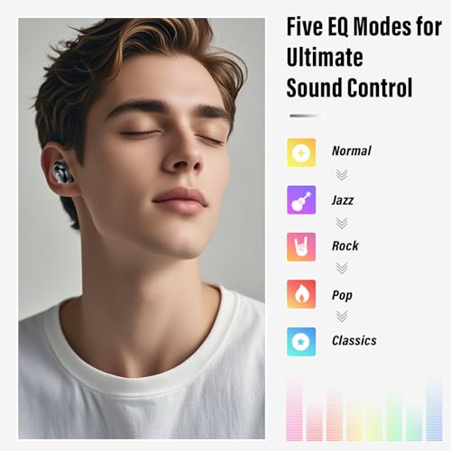 2026 Sleep Earbuds Bluetooth 5.4 in Ear Smart Touch Screen Ear Buds, 48H Playtime Mini Sleep Headphones Small Design for Side Sleepers, 5 EQ Modes, Crystal-Clear Calls, IPX7 Waterproof Earphones Black