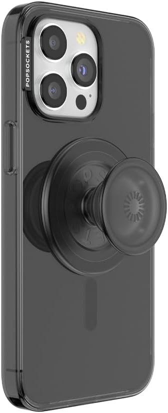 PopSockets iPhone 15 Pro Max Phone Case with MagSafe, Wireless Charging Compatible, Black - Translucent Black