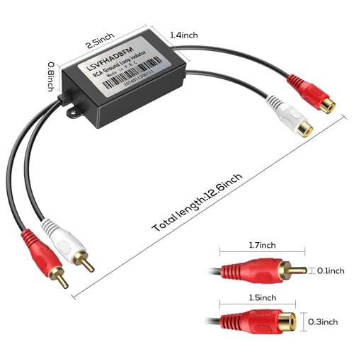 RCA Noise Filter Hum Eliminator Ground Loop Noise Isolator Feedback Loop Isolator for Stereo Home Theater Car Audio Player Eliminate Hum from Car Audio Systems/Home Stereos