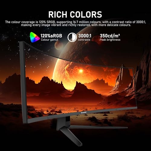 Gawfolk 45 inch Ultra-Wide Curved Gaming 240Hz PC Monitor, DQHD Screen