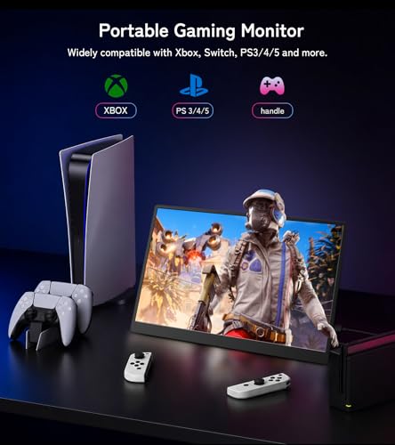 15.6" 4K UHD Portable External Monitor, 3840×2400 IPS Screen 100% NTSC Wide Color Gamut, Full-Featured USB-C Mini HDMI Built-in Speakers External Display for MacBook Laptop Mobile Phone