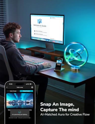 Lepro TB1 AI Smart Table Lamp, RGB+IC Addressable Color Changing Desk Lamp