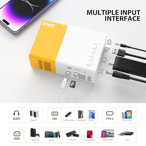 PVO Mini Projector WiFi Portable Movie Projector Phone