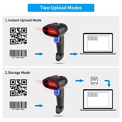 Wireless 1D 2D Barcode Scanner with Stand for Warehouse POS and Computer