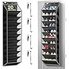 Kotkn 10 Tier Over The Door Organizer - Heavy Duty Hanging Storage Rack with Sturdy Oxford Fabric, Holds 20+ Pairs of Footwear, Boots & Sneakers, Saves 50% Closet Space (Black)