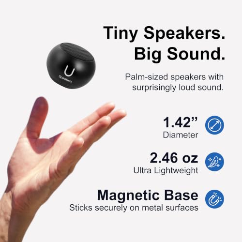 Fashionit U Mini Bluetooth Speaker, Portable Small Magnetic, Black