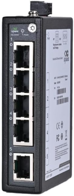 InHand Networks ISE2005D 5-Port Fast Ethernet Industrial Switch, 10/100Mbps Unmanaged Hardened Network Hub, DIN-Rail Mount, -40°F to 167°F, UL/FCC Certified (Terminal Block Included)