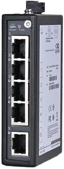 InHand Networks ISE2005D 5-Port Fast Ethernet Industrial Switch, 10/100Mbps Unmanaged Hardened Network Hub, DIN-Rail Mount, -40°F to 167°F, UL/FCC Certified (Terminal Block Included)