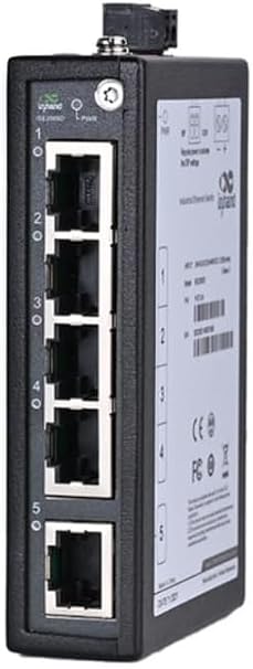 InHand Networks ISE2005D 5-Port Fast Ethernet Industrial Switch, 10/100Mbps Unmanaged Hardened Network Hub, DIN-Rail Mount, -40°F to 167°F, UL/FCC Certified (Terminal Block Included)