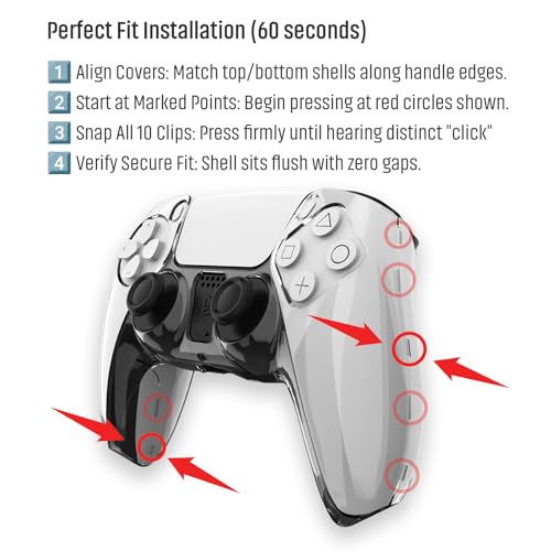 Semi-Transparent PC Case for PS5 Controller - Shockproof Cover with Anti-Slip Grip & Scratch - Resistant & Heat Ventilation (Blue)
