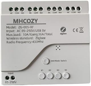AC/DC Zigbee Wireless RF Remote Control Relay Switch,Work with Home Assistant ZigBee 2mqtt (85-250V 4CH)