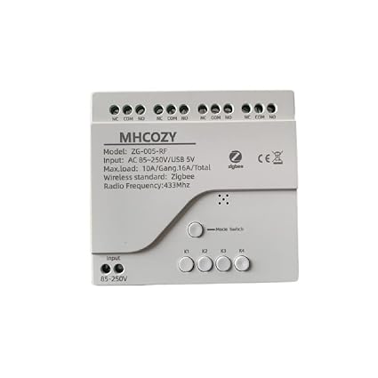 AC/DC Zigbee Wireless RF Remote Control Relay Switch,Work with Home Assistant ZigBee 2mqtt (85-250V 4CH)