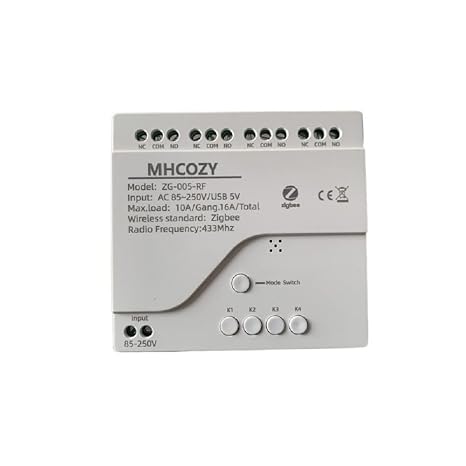 AC/DC Zigbee Wireless RF Remote Control Relay Switch,Work with Home Assistant ZigBee 2mqtt (85-250V 4CH)