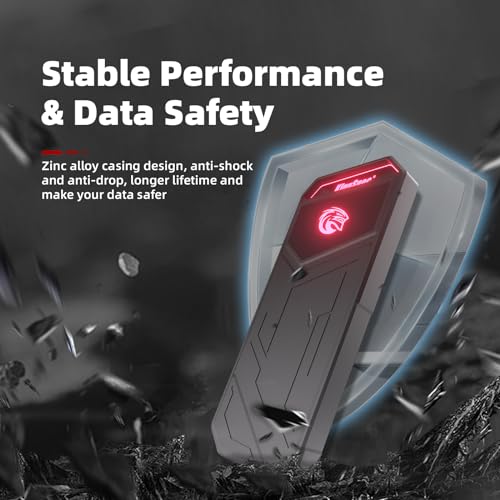 KingSpec Z5 1TB External SSD - 2100MB/s, Portable Solid State Hard Drives with RGB Light, Zinc Alloy Case, USB 3.2 Gen2x2 Interface, Compatible with Mobile Phone/PS4/Laptop/TV/PC (1TB)