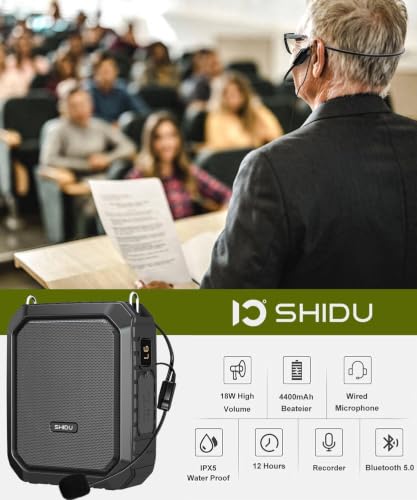 SHIDU Voice Amplifier for Teacher with Portable Microphone Waterproof