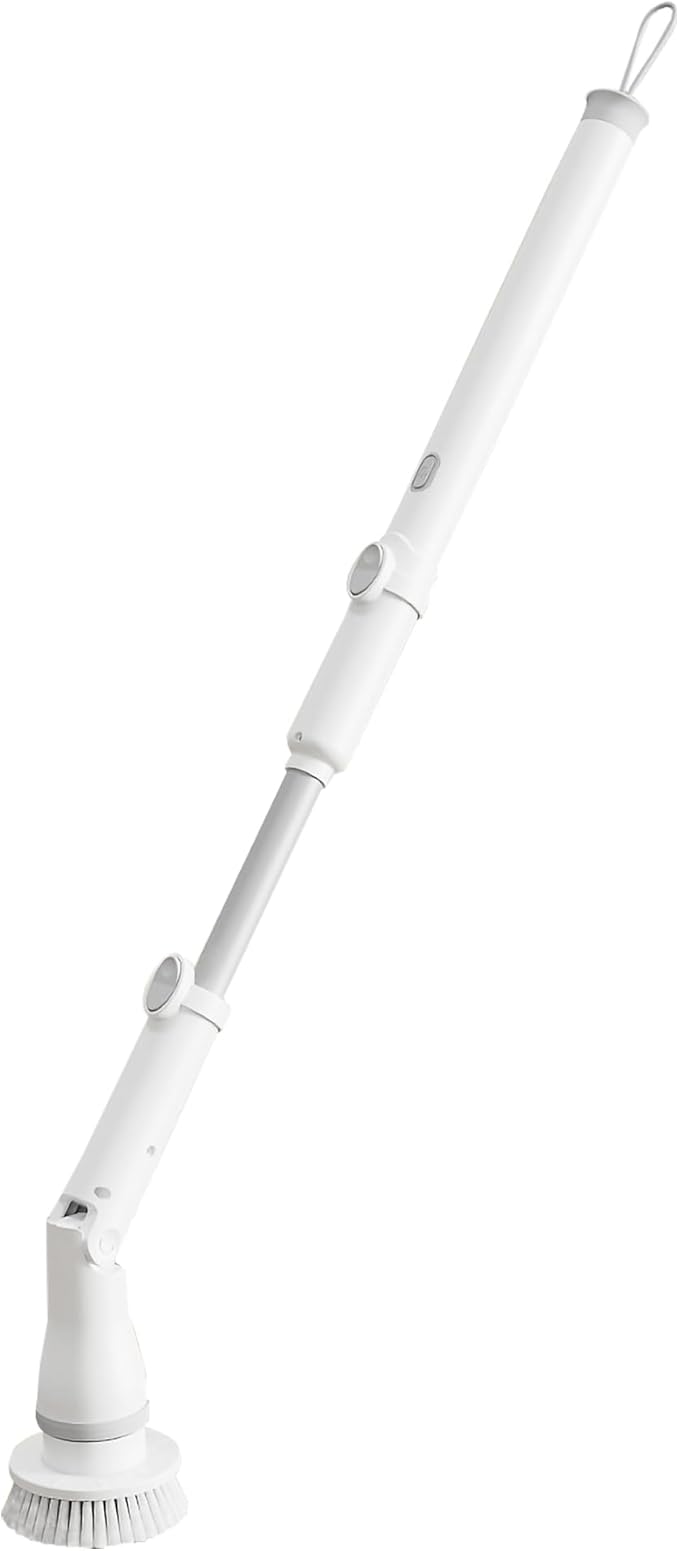 FixtureDisplays® 30-49" Adjustable Electric Spin Scrubber, Cordless Cleaning Brush with Extendable Arm 6 Replaceable Cleaning Heads, Power Shower Scrubber for Bathroom, Tub, Tile, Floor 15757