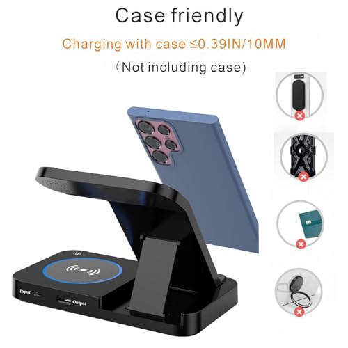 3 in 1 Charging Station for Samsung Android: Wireless Phone and Watch Charger for Galaxy S25 Ultra/S24/S23/Z Fold, Wireless Charger Stand for Galaxy Watch 8/7/6/5 Earbuds 4/3/2/Pro,Not for Watch 9