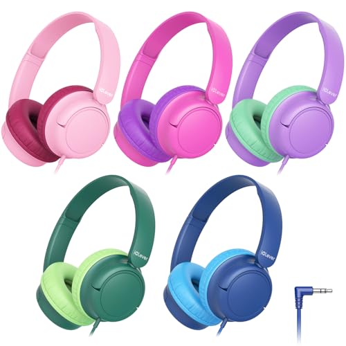 iClever Kids Headphones 5 Pack for Students K-12 & Teachers Classroom/Study