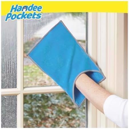 Glass & Mirror Microfiber Cleaning Cloths with Built-in Pockets, 6.25 in. W x 9.75 in. L, 2 Pack - Ultra Absorbent, Reusable, Streak-Free for Glass and Mirror