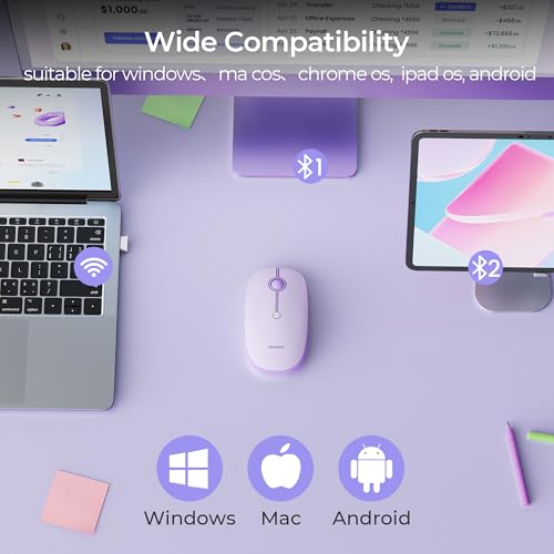 seenda MOU001 Bluetooth Wireless Mouse for Laptop,Slim Computer Mice,Purple - Image 5