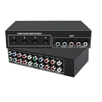 Component AV Video Switch Box 4 in 1 Out, 1080P, 4 Way Composite Selector