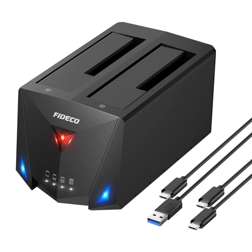FIDECO USB 3.2 Gen 1 to Hard Drive Docking Station, Hard Drive Dock for 2.5 or 3.5 inch SATA I/II/III HDD SSD with Hard Drive Duplicator/Offline Clone Function and 2 USB Cables, Support UASP