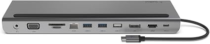 Belkin USB C Hub, 11-in-1 Multi-Port Laptop Dock with 4K HDMI, DP, VGA, USB C Docking Station with 100W Power Delivery, USB A, Gigabit Ethernet, SD, MicroSD, 3.5mm Port For MacBook Pro, Air and More