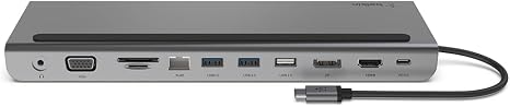 Belkin USB C Hub, 11-in-1 Multi-Port Laptop Dock with 4K HDMI, DP, VGA, USB C Docking Station with 100W Power Delivery, USB A, Gigabit Ethernet, SD, MicroSD, 3.5mm Port For MacBook Pro, Air and More