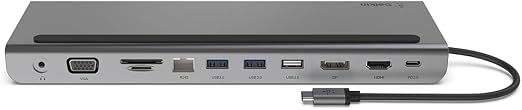 Belkin USB C Hub, 11-in-1 Multi-Port Laptop Dock with 4K HDMI, DP, VGA, USB C Docking Station with 100W Power Delivery, USB A, Gigabit Ethernet, SD, MicroSD, 3.5mm Port For MacBook Pro, Air and More