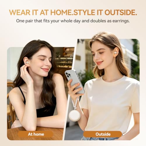 Open Ear Clip On Earbuds Wireless Headphones with Mirror(Skin)