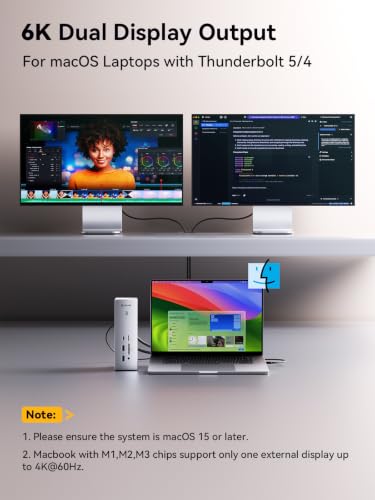 QUUGE Core2 Thunderbolt5 Docking Station,14-in-1 Dock for MacBook