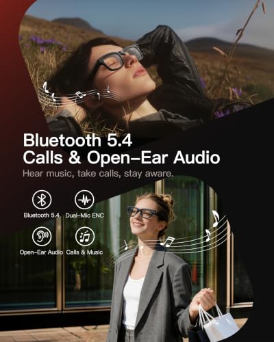 AI Smart Glasses with Camera, 4K POV Recording, Transparent Lens