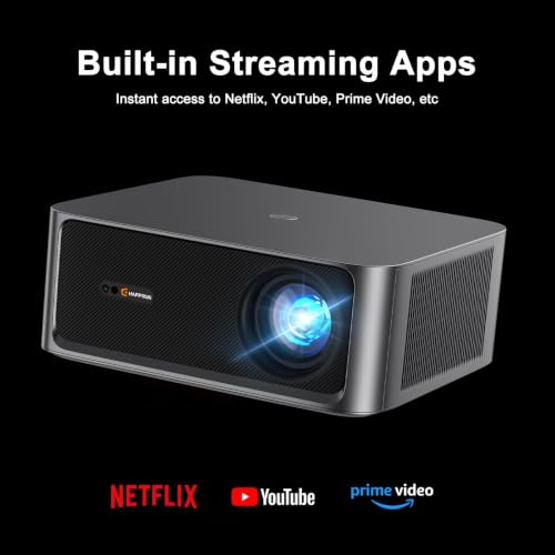 HAPPRUN 3000 ANSI Lumens Outdoor Projector with Built-in Apps, Smart OS