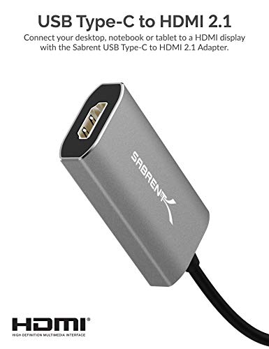 SABRENT USB Type C to HDMI 2.1 Adapter | 8K/60Hz & 4K/120Hz with DSC Function | 8K/30Hz & 4K Resolution Without DSC | Thunderbolt 3 Compatible (DA-UCH8)