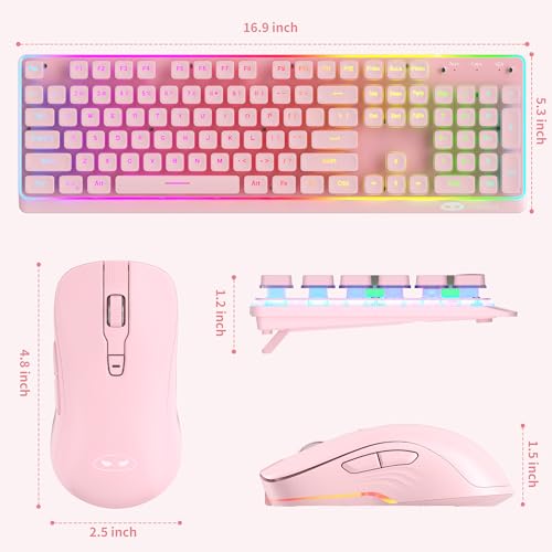 MAGEGEE Wireless Keyboard and Mouse Combo, 2.4G Full Size RGB Keyboard with 104 Keys, Rechargeable Wireless Mouse with 3 DPI, Ergonomic Computer Keyboard and Mouse Set for Windows Mac Laptop PC - Image 8